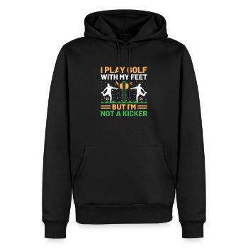 Footgolf Player Foot Golf Playing Footgolfers Foot - Men’s Premium Organic Hoodie - black - Front - Nico (187cm)