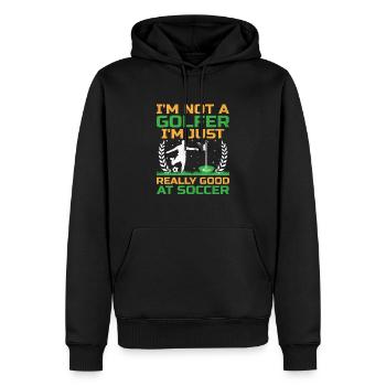 Footgolf Player Foot Golf Playing Footgolfers Foot - Men’s Premium Organic Hoodie - black - Front - Nico (187cm)