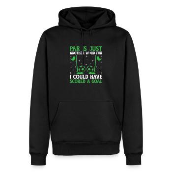 Footgolf Player Foot Golf Playing Footgolfers Foot - Men’s Premium Organic Hoodie - black - Front - Nico (187cm)