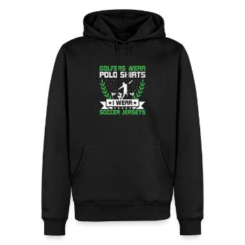 Footgolf Player Foot Golf Playing Footgolfers Foot - Men’s Premium Organic Hoodie - black - Front - Nico (187cm)