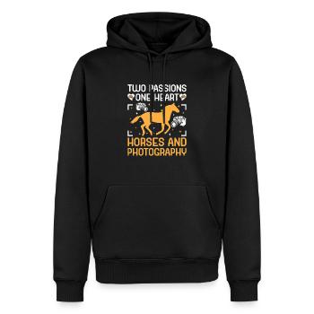 Photographie de cheval Équitation Chevaux Hobby Ph - Sweat à capuche Premium bio Homme - noir - Devant - Nico (187cm)