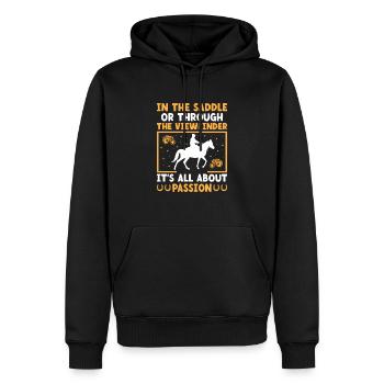Photographie de cheval Équitation Chevaux Hobby Ph - Sweat à capuche Premium bio Homme - noir - Devant - Nico (187cm)
