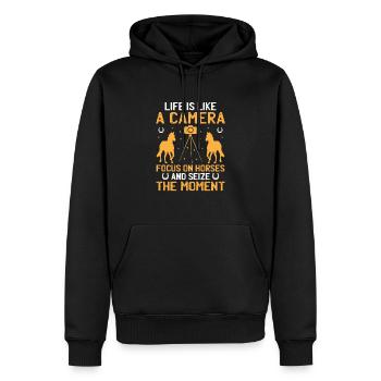 Photographie de cheval Équitation Chevaux Hobby Ph - Sweat à capuche Premium bio Homme - noir - Devant - Nico (187cm)