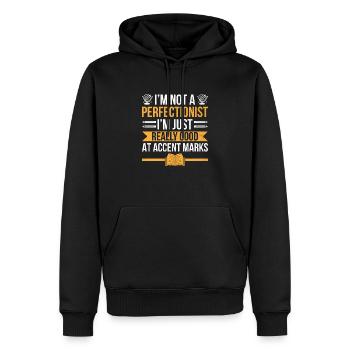 Professeur de langues étrangères École Professeurs de langues - Sweat à capuche Premium bio Homme - noir - Devant - Nico (187cm)