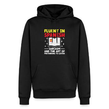 Professeur de langues étrangères École Professeurs de langues - Sweat à capuche Premium bio Homme - noir - Devant - Nico (187cm)