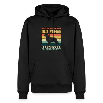 Unterschätzen Sie niemals eine alte Frau mit einem goldenen Ret - Männer Premium Bio Hoodie - Schwarz - Vorne - Nico (187cm)