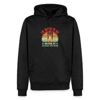 Ich würde lieber mit meinem Deutschen Schäferhund GSD Hund L spazieren gehen - Männer Premium Bio Hoodie - Schwarz - Vorne - Nico (187cm)