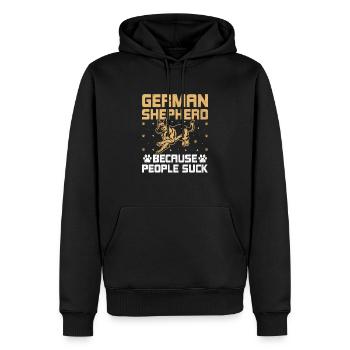 Deutscher Schäferhund, weil die Leute GSD-Hundeliebhaber lutschen - Männer Premium Bio Hoodie - Schwarz - Vorne - Nico (187cm)