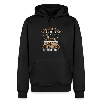Das Leben ist besser mit einem Deutschen Schäferhund an Ihrer Seite - Männer Premium Bio Hoodie - Schwarz - Vorne - Nico (187cm)