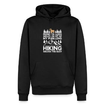 French Bulldog Solves Most Of My Problems Hiking H - Men’s Premium Organic Hoodie - black - Front - Nico (187cm)