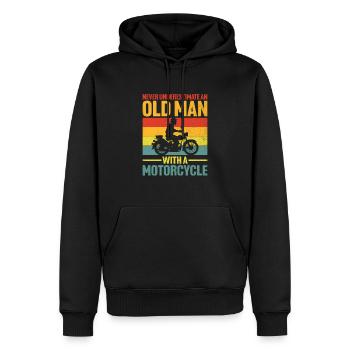 Unterschätzen Sie niemals einen alten Mann mit einem Motorrad B - Männer Premium Bio Hoodie - Schwarz - Vorne - Nico (187cm)
