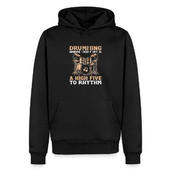 Tambourinage où chaque coup est un high five au rythme - Sweat à capuche Premium bio Homme - noir - Devant - Nico (187cm)