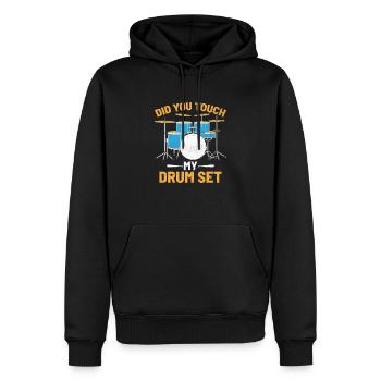 Hast du mein Schlagzeug berührt Schlagzeug Schlagzeug Schlagzeuger - Männer Premium Bio Hoodie - Schwarz - Vorne - Nico (187cm)