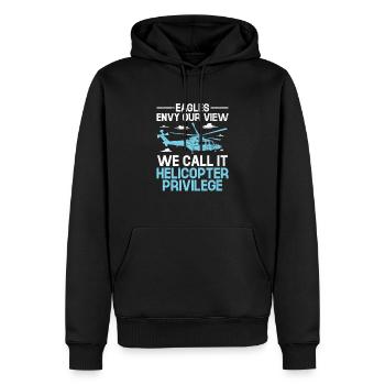 Adler beneiden unsere Aussicht, wir nennen sie Helikopter-Privilegien - Männer Premium Bio Hoodie - Schwarz - Vorne - Nico (187cm)