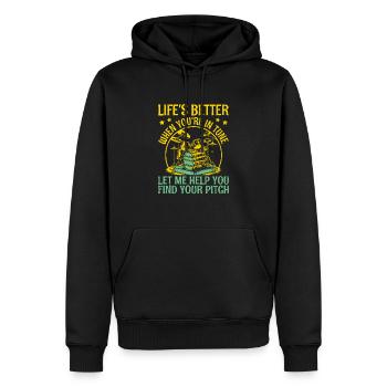 Das Leben ist besser, wenn du im Einklang bist Lass mich helfen Musi - Männer Premium Bio Hoodie - Schwarz - Vorne - Nico (187cm)