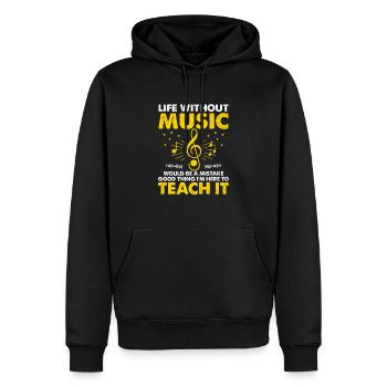 La vie sans musique serait une erreur Heureusement que je - Sweat à capuche Premium bio Homme - noir - Devant - Nico (187cm)
