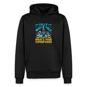 Ich spiele Wasserball Was ist deine Superkraft Aquatic P - Männer Premium Bio Hoodie - Schwarz - Vorne - Nico (187cm)