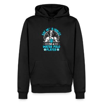 Mange mes bulles Je suis un joueur de water-polo Pol aquatique - Sweat à capuche Premium bio Homme - noir - Devant - Nico (187cm)