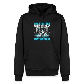 La vie est meilleure quand on joue au water-polo Po aquatique - Sweat à capuche Premium bio Homme - noir - Devant - Nico (187cm)