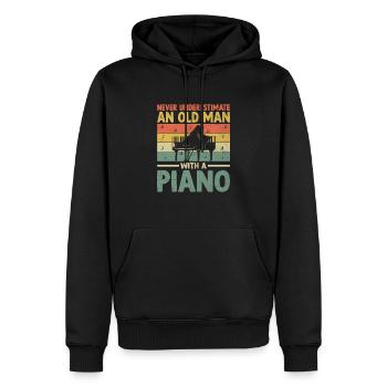 Unterschätzen Sie niemals einen alten Mann mit einem Klavier Pianis - Männer Premium Bio Hoodie - Schwarz - Vorne - Nico (187cm)