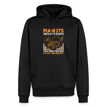 Pianisten Wir spielen Die Tasten, die das Türklavier öffnen - Männer Premium Bio Hoodie - Schwarz - Vorne - Nico (187cm)