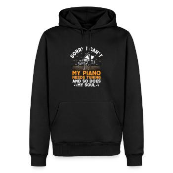 Tut mir leid, ich kann nicht, mein Klavier muss gestimmt werden und mein Klavier muss auch gestimmt werden - Männer Premium Bio Hoodie - Schwarz - Vorne - Nico (187cm)
