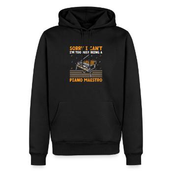 Sorry I Can't I'm Too Busy Being A Piano Maestro P - Männer Premium Bio Hoodie - Schwarz - Vorne - Nico (187cm)