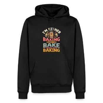 Ich backe entweder, um zu backen, denke an Bak - Männer Premium Bio Hoodie - Schwarz - Vorne - Nico (187cm)
