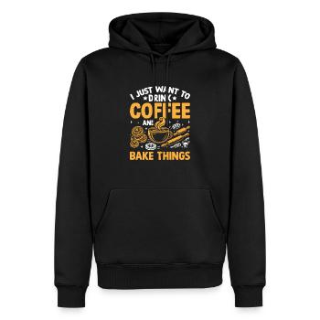 Je veux juste boire du café et faire cuire des choses en cuisinant - Sweat à capuche Premium bio Homme - noir - Devant - Nico (187cm)