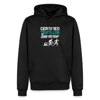 Zertifizierter Triathlon Survivor Swim Bike Run Triathl - Männer Premium Bio Hoodie - Schwarz - Vorne - Nico (187cm)