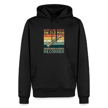Never Underestimate An Old Man With A Recorder Mus - Men’s Premium Organic Hoodie - black - Front - Nico (187cm)
