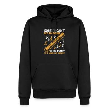 Désolé, je ne peux pas, mon enregistreur est mon évasion vers un monde - Sweat à capuche Premium bio Homme - noir - Devant - Nico (187cm)