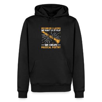 Flûtistes à bec On ne fait pas que jouer, on crée du musi - Sweat à capuche Premium bio Homme - noir - Devant - Nico (187cm)
