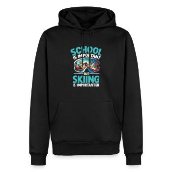 L’école est importante, mais le ski est plus important - Sweat à capuche Premium bio Homme - noir - Devant - Nico (187cm)
