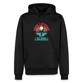 L’école est importante, mais le ski est plus important - Sweat à capuche Premium bio Homme - noir - Devant - Nico (187cm)