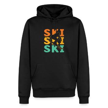 Retro Ski Skiing Skier Winter Sports Skis - Men’s Premium Organic Hoodie - black - Front - Nico (187cm)
