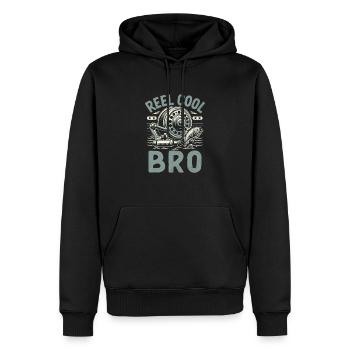 Reel Cool Bro Fishing Angler Fisherman Brother Ang - Men’s Premium Organic Hoodie - black - Front - Nico (187cm)