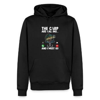 Die Karpfen rufen und ich muss angeln gehen Fisherm - Männer Premium Bio Hoodie - Schwarz - Vorne - Nico (187cm)