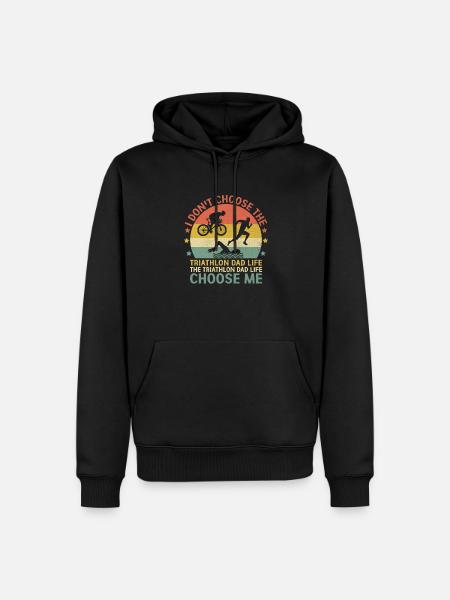 Der Triathlon Papa Leben Choose Me Swim Bike Run Tri - Männer Premium Bio Hoodie - Schwarz