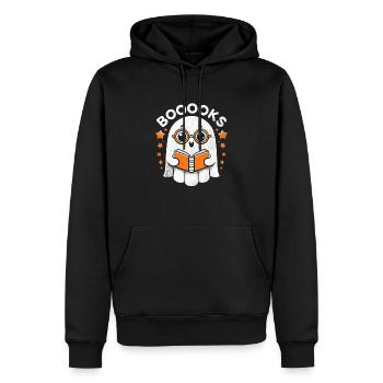 Booooks Geist Halloween Buch Bücherwurm Lesung - Männer Premium Bio Hoodie - Schwarz - Vorne - Nico (187cm)