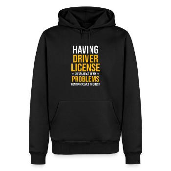Avoir un permis de conduire résout la plupart de mes problèmes - Sweat à capuche Premium bio Homme - noir - Devant - Nico (187cm)