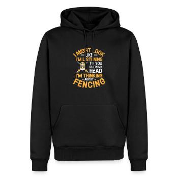 Aber in meinem Kopf denke ich über das Fechtschwert nach - Männer Premium Bio Hoodie - Schwarz - Vorne - Nico (187cm)