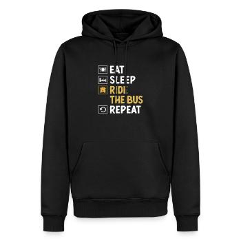 Manger Dormir Monter L’autobus Répétitif Chauffeur de bus scolaire - Sweat à capuche Premium bio Homme - noir - Devant - Nico (187cm)