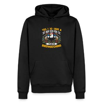 Ja, ich habe einen Altersvorsorgeplan, den ich plane - Männer Premium Bio Hoodie - Schwarz - Vorne - Nico (187cm)