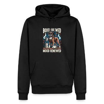 Boxer Brewed Mood Renouvelé Amateur de caféine Chien - Sweat à capuche Premium bio Homme - noir - Devant - Nico (187cm)