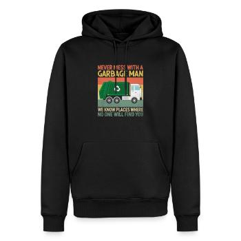 Ne jamais plaisanter avec un éboueur éboueur - Sweat à capuche Premium bio Homme - noir - Devant - Nico (187cm)