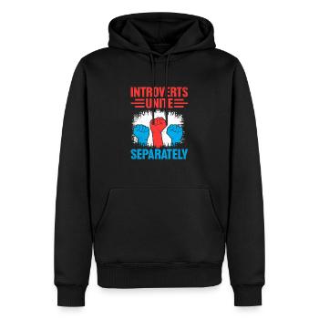 Les introvertis s’unissent séparément Dictons pour les introvertis - Sweat à capuche Premium bio Homme - noir - Devant - Nico (187cm)
