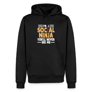 I'm A Social Ninja You'll Never See Me Sayings - Men’s Premium Organic Hoodie - black - Front - Nico (187cm)