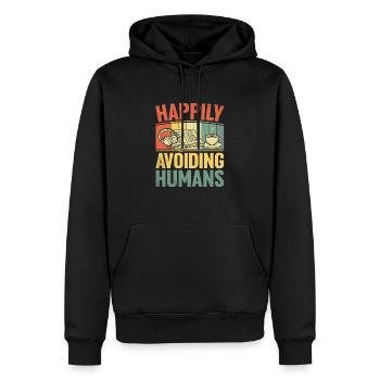 Éviter heureusement les dictons humains pour les introvertis - Sweat à capuche Premium bio Homme - noir - Devant - Nico (187cm)