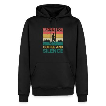 Courir sur le café et le silence Dictons pour - Sweat à capuche Premium bio Homme - noir - Devant - Nico (187cm)